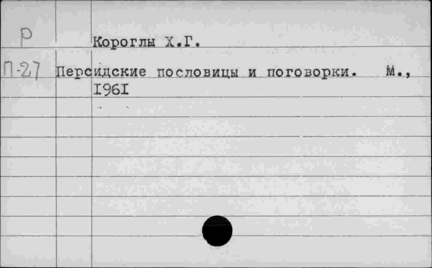 ﻿р		Короглы Х.Г,
П-2?	Перс	адские пословицы и поговорки.. М.,
		1961
		
		
		
		
		
		
		
		